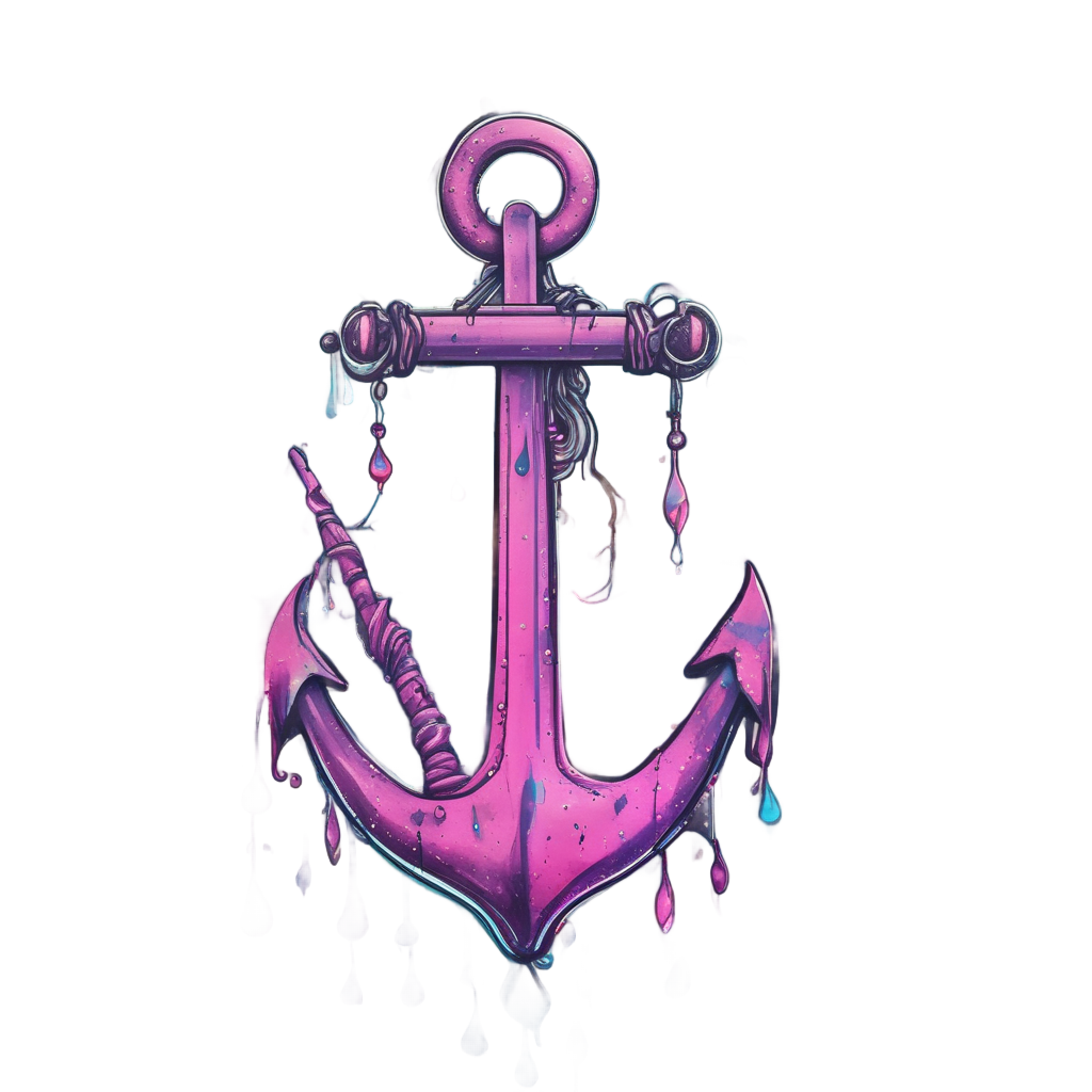 Anchor in Neon Rain — american traditional stickers