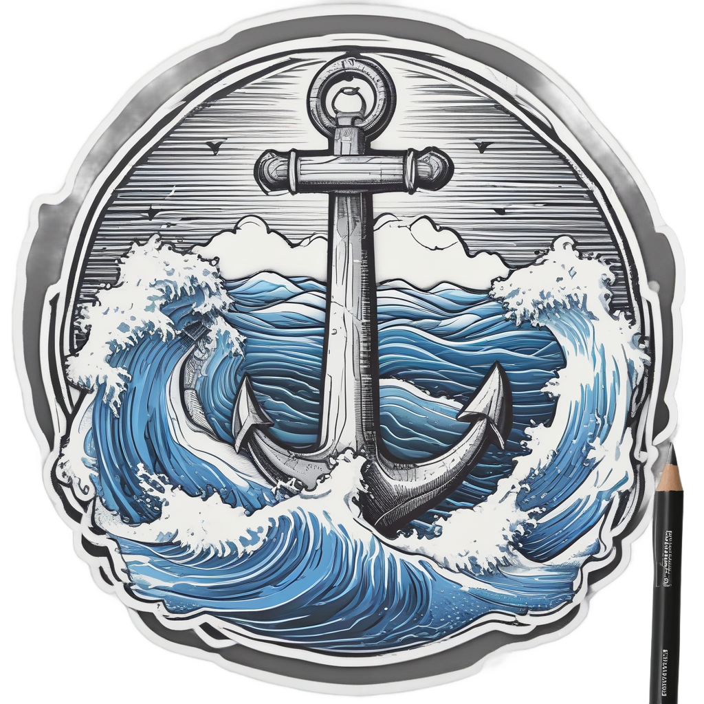 Anchor in Stormy Sea — american traditional stickers