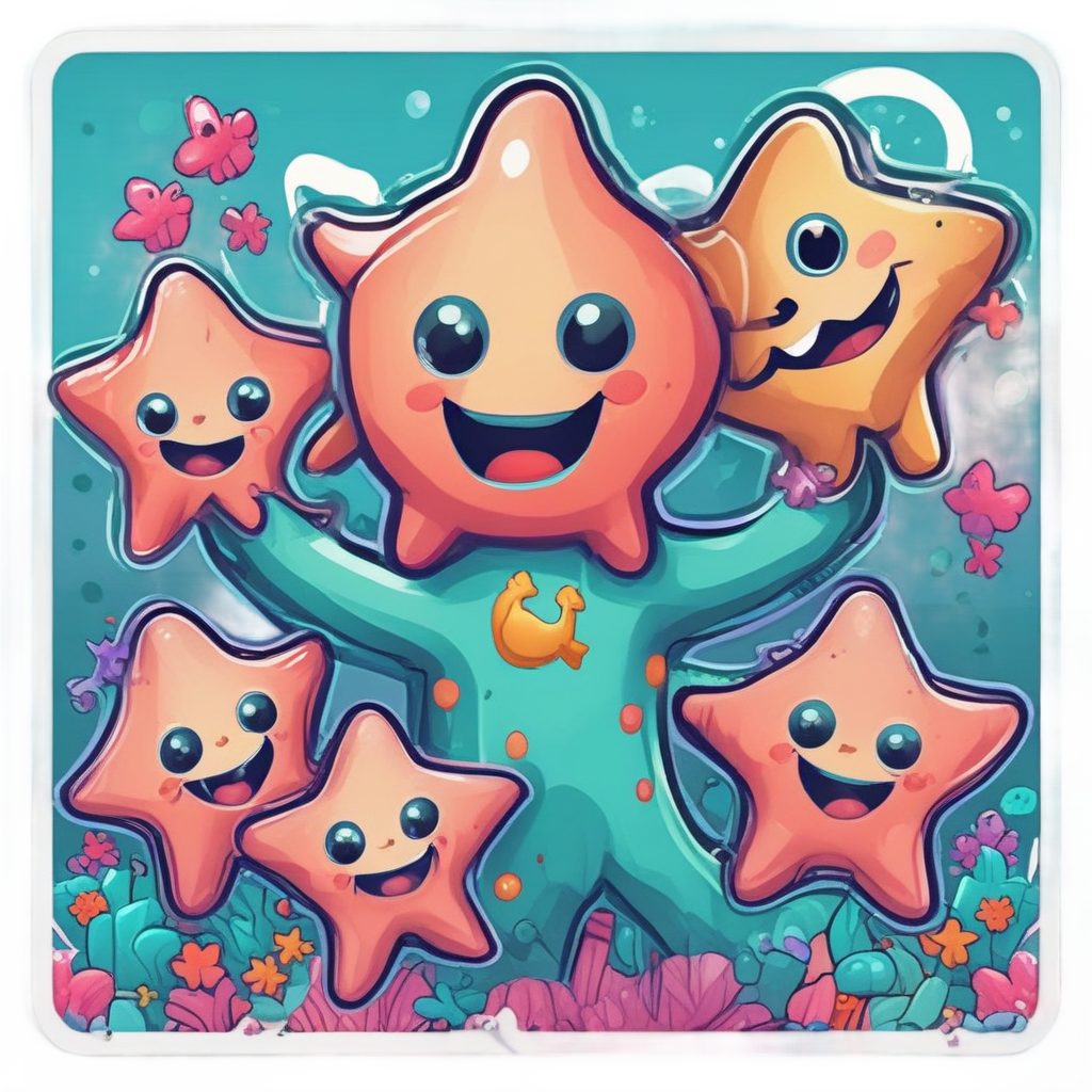 Anchor Juggling Starfish — american traditional stickers