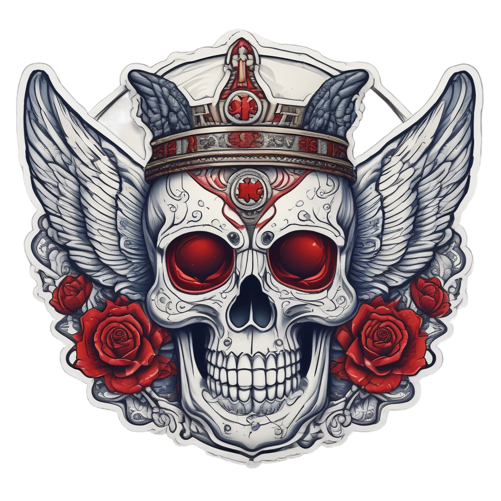 Butterfly calavera with anchor and rope wings wearing a sailor hat