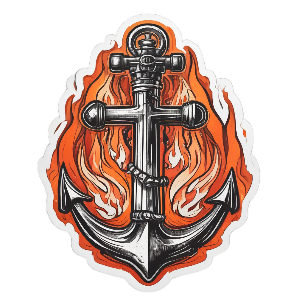 Anchor on Fire — american traditional stickers