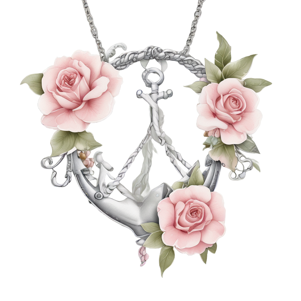 Anchor Ring with Roses — american traditional stickers