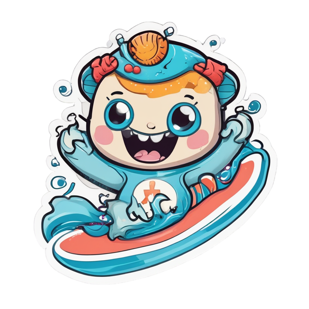 Anchor surfing a tiny wave — american traditional stickers