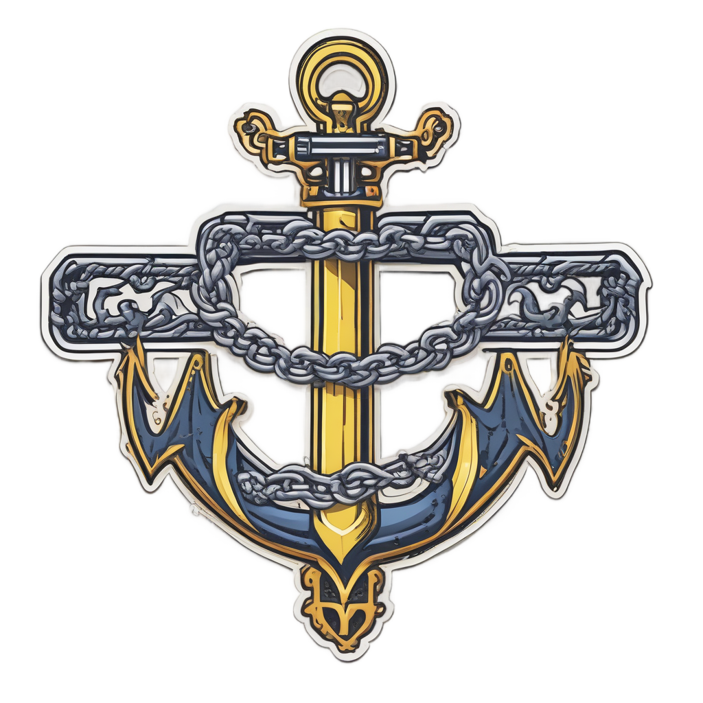 Anchor with Caution Chain — warning signage stickers