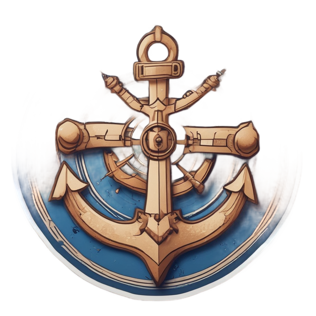 Anchor with Compass Rose — american traditional stickers