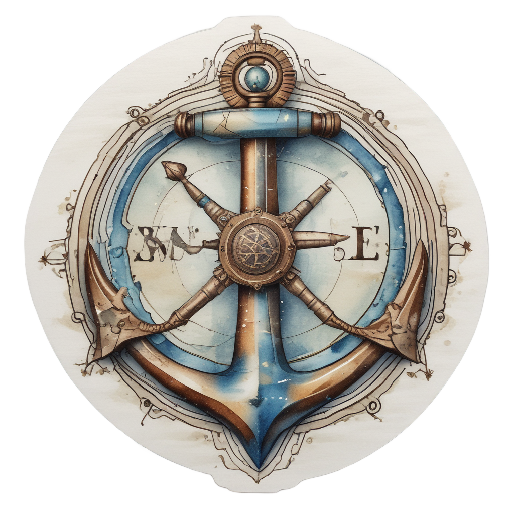 Anchor with Compass — american traditional stickers