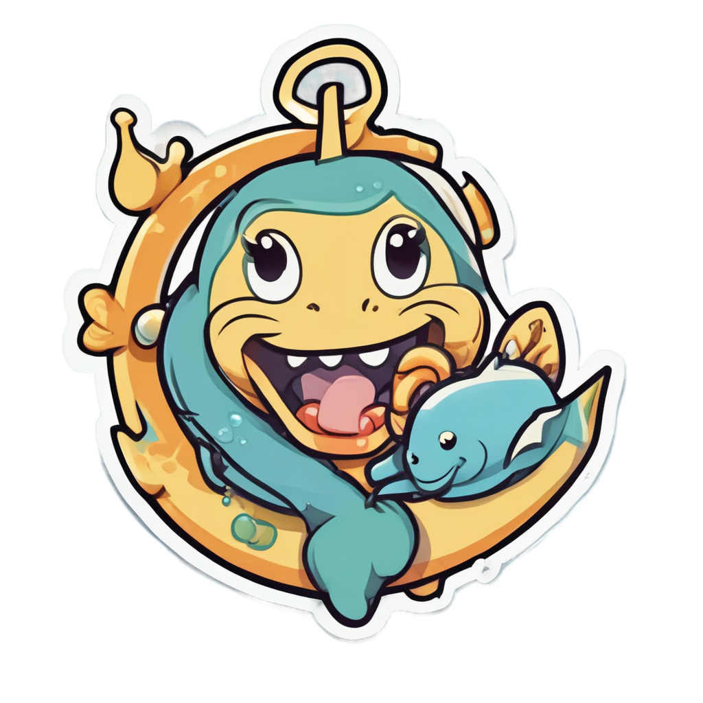 Anchor with Fish Friend — american traditional stickers