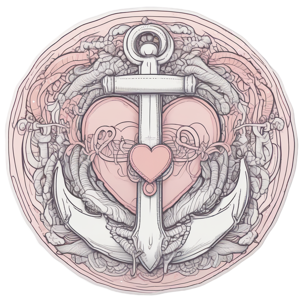 Anchor with Heart Lock — american traditional stickers