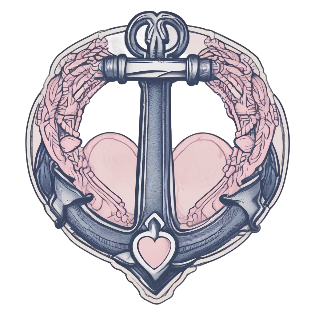 Anchor with Heart Shield — american traditional stickers