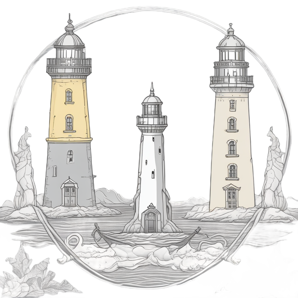 Anchor with Lighthouses — american traditional stickers