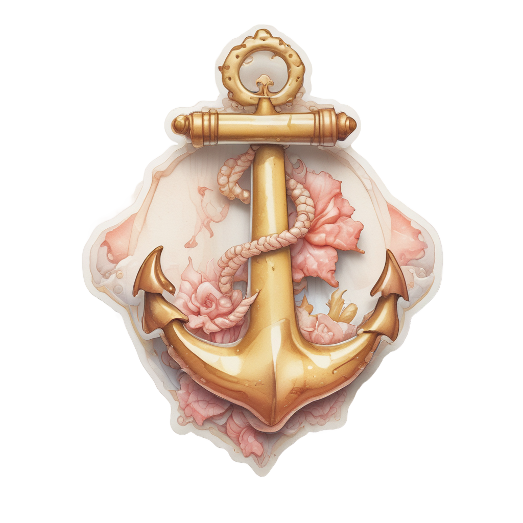 Anchor with Sunlit Shell — american traditional stickers