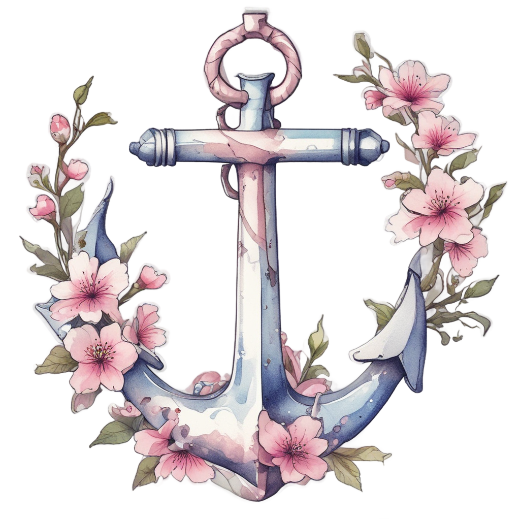 Anchored in Bloom — american traditional stickers