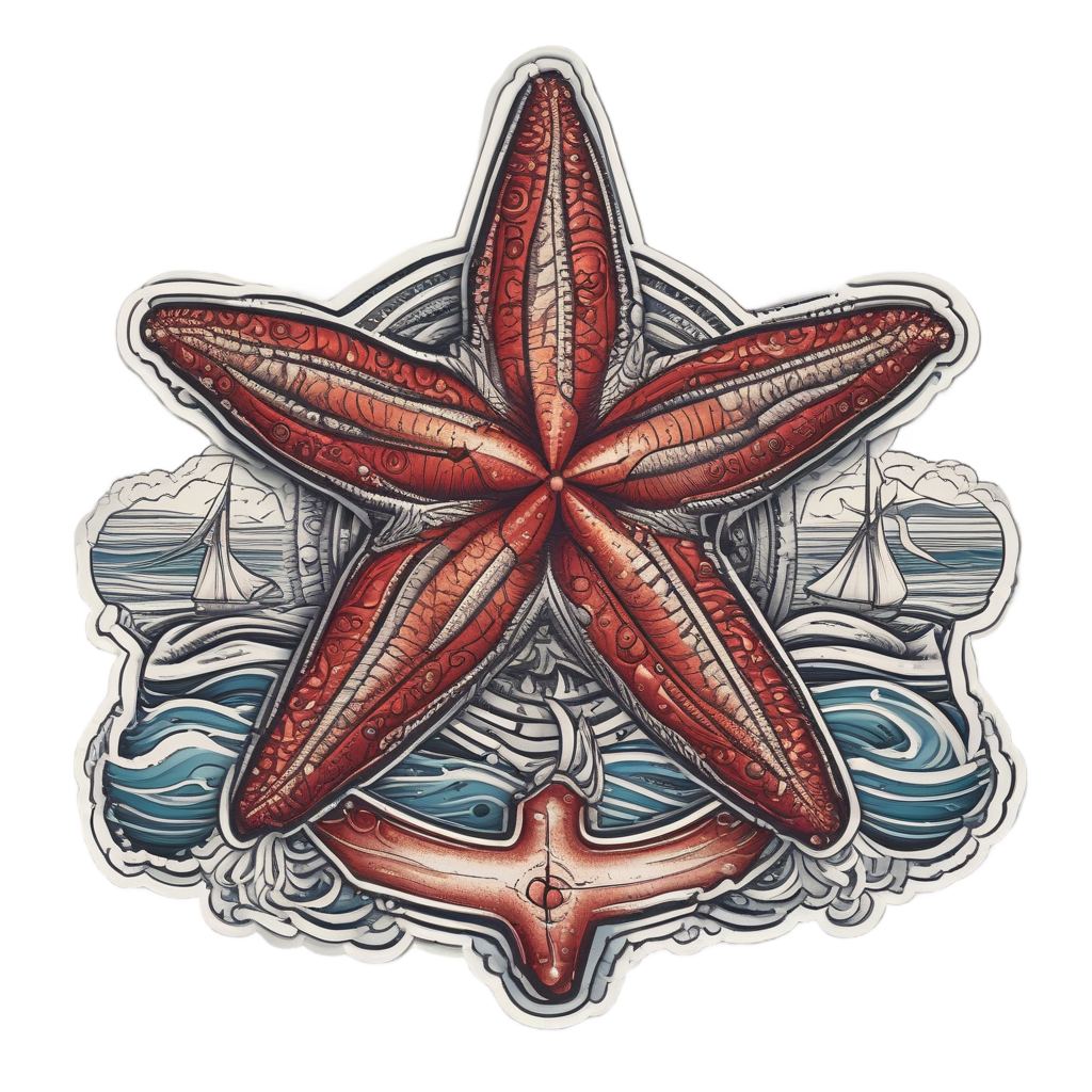 Anchored Sailor Starfish — ocean nursery stickers