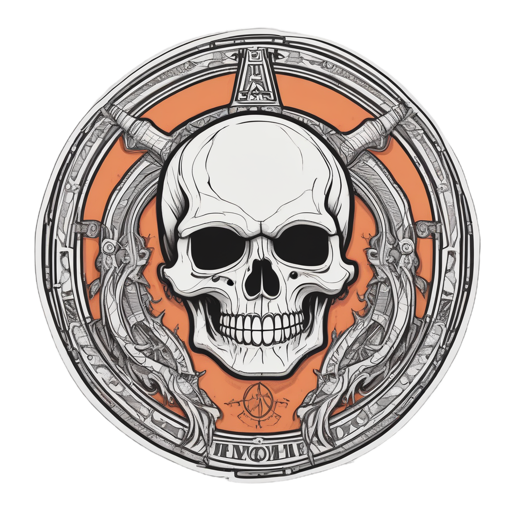 A reaper skull with tribal paint inside a glowing runic circle holding a stone-tipped scythe.