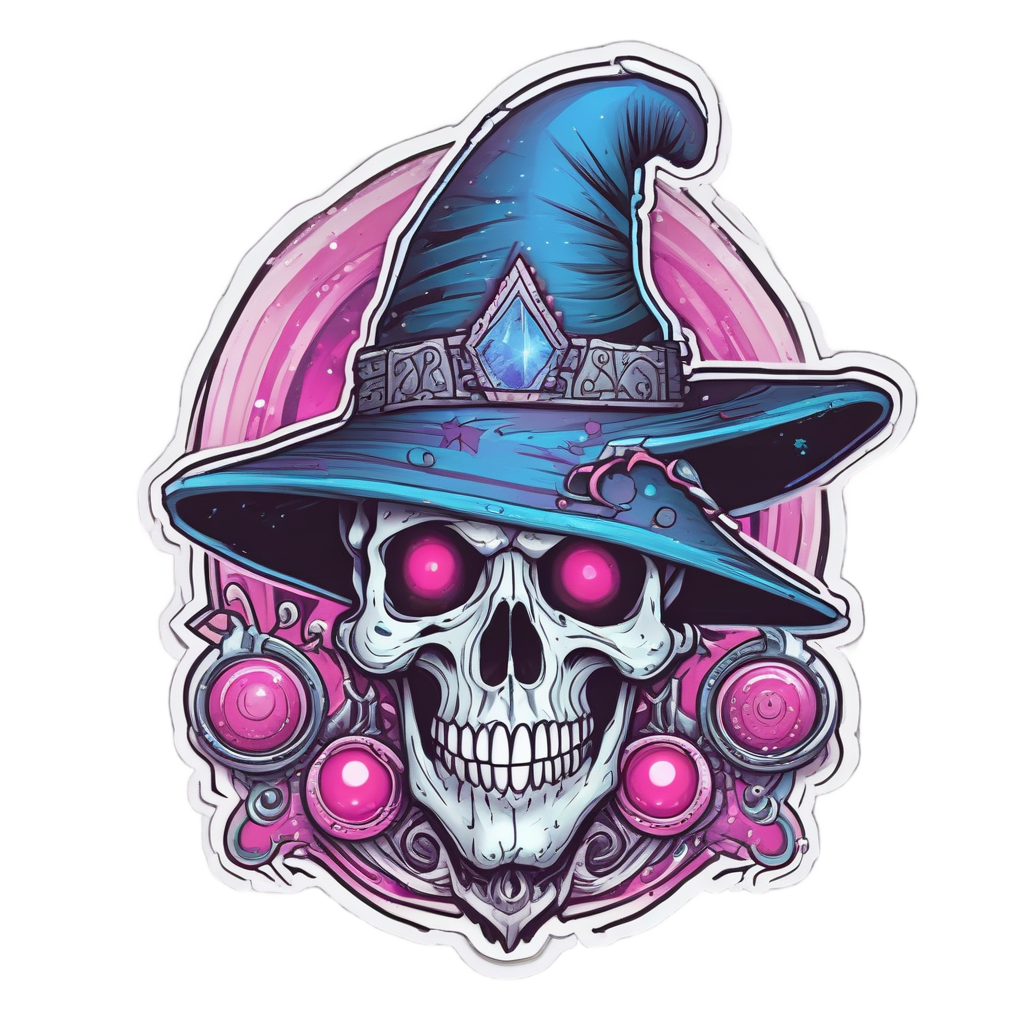Skull wizard with hat and staff