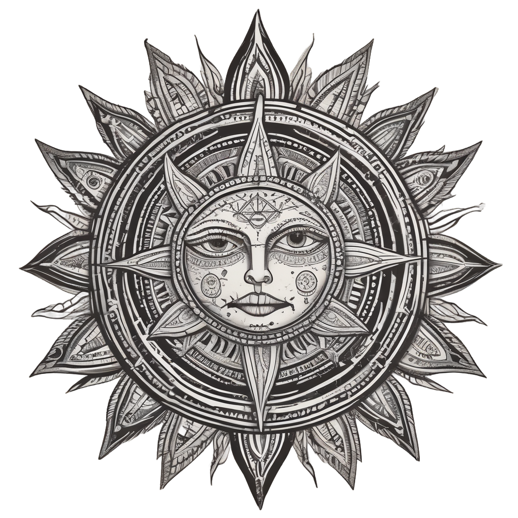 Ancient Sun with Tribal Marks — boho nursery stickers