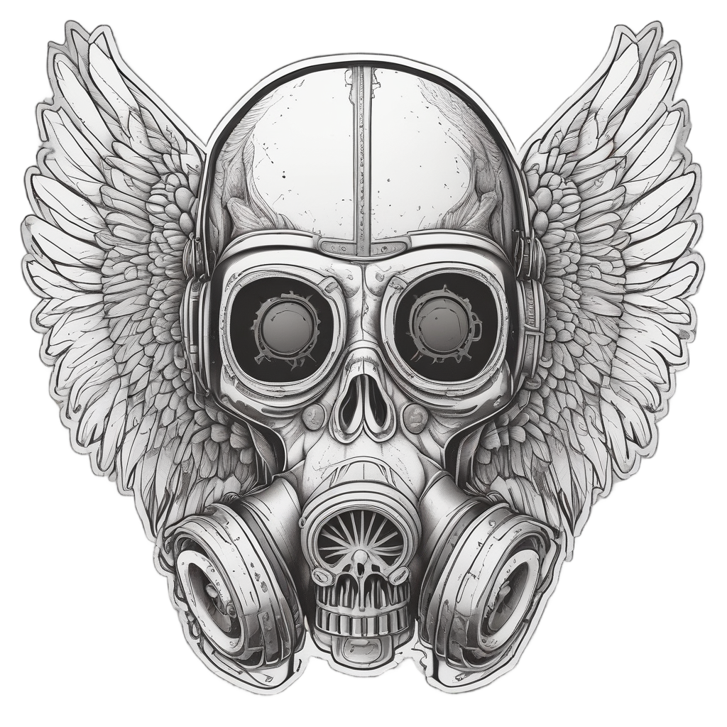 Angel Winged Gas Skull — gas mask stickers