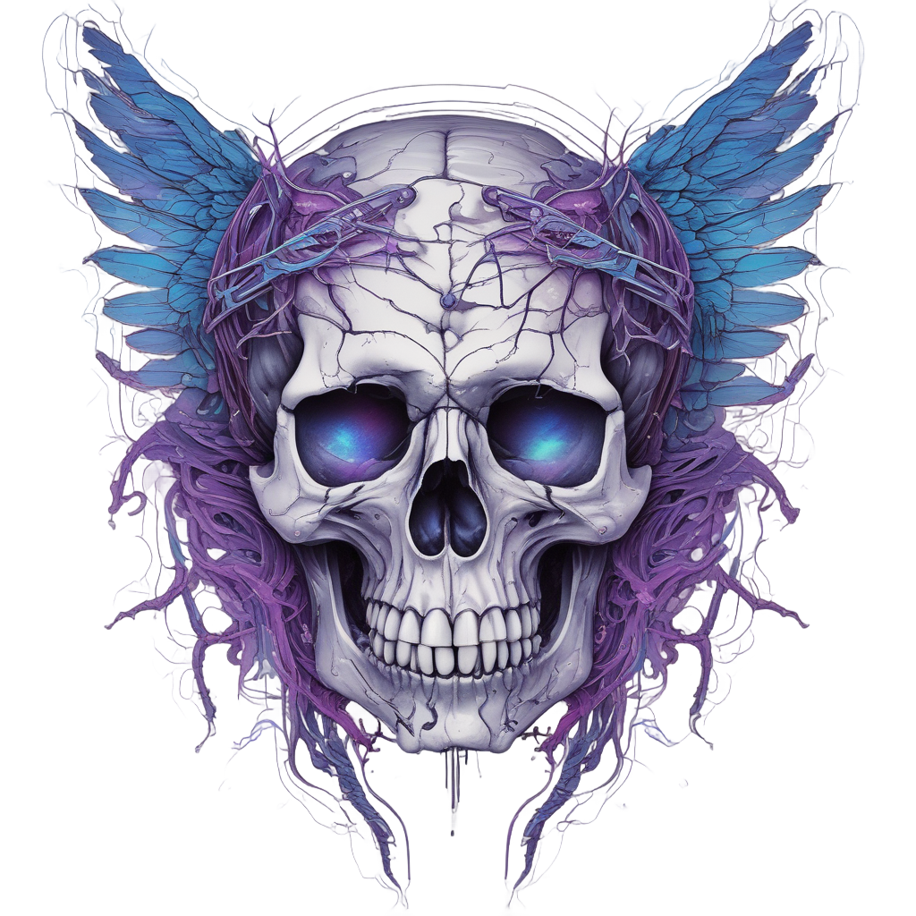 Angel Wings Holographic Skull — barbed wire stickers