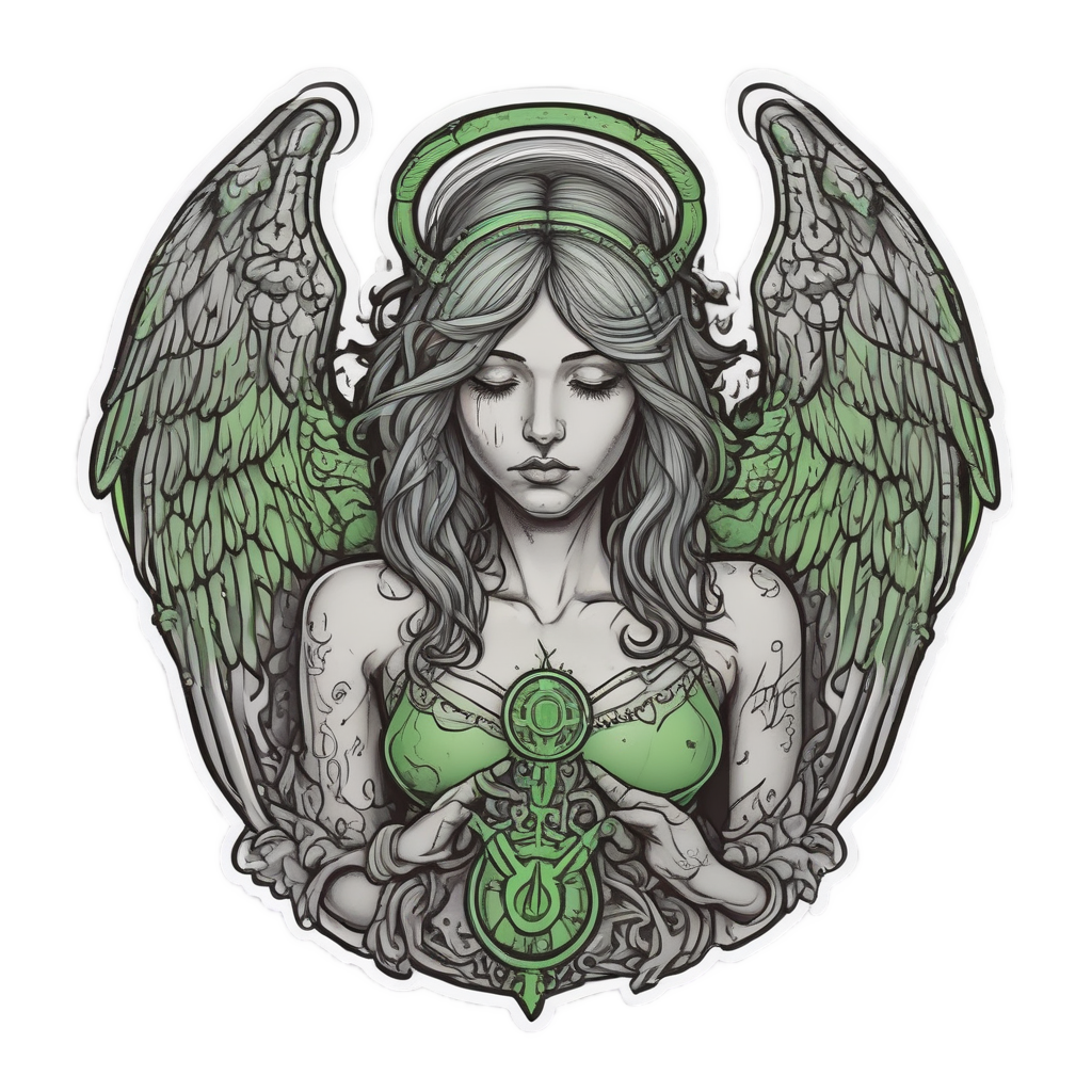 Angel with Toxic Halo — biohazard stickers