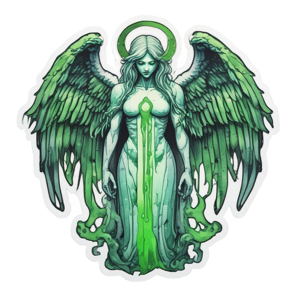 Angel with Toxic Halo — biohazard stickers