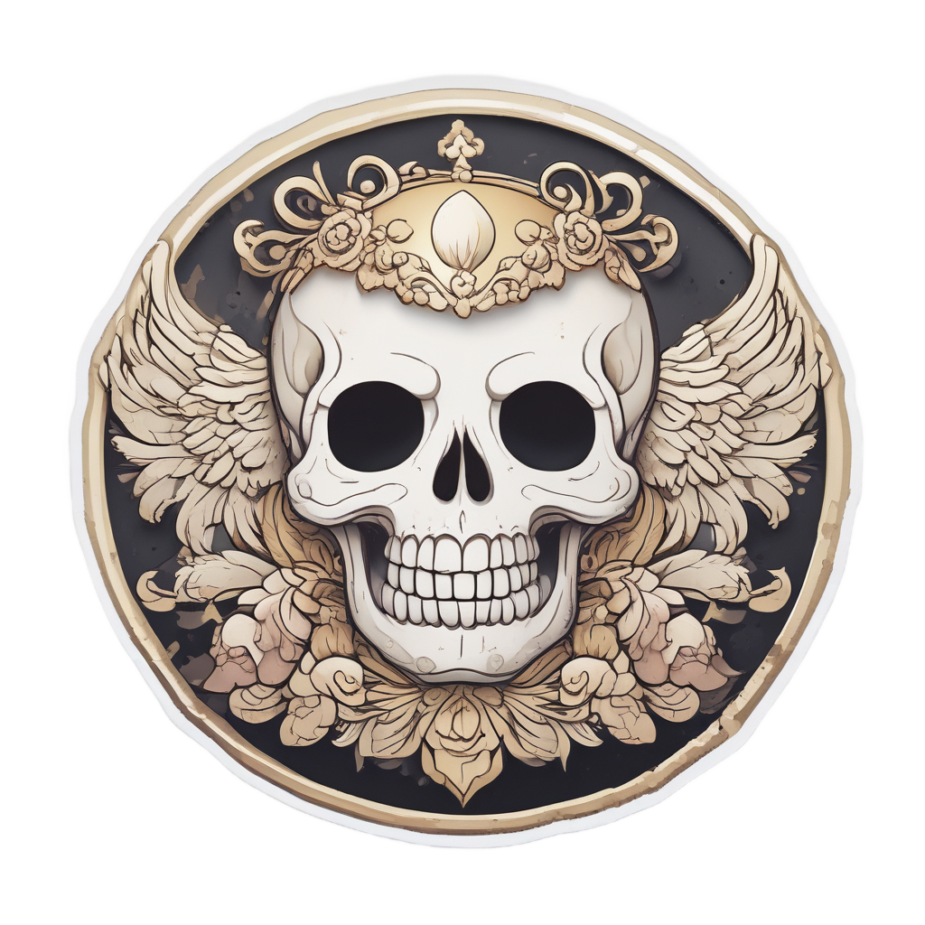 Angel skull with halo and wings