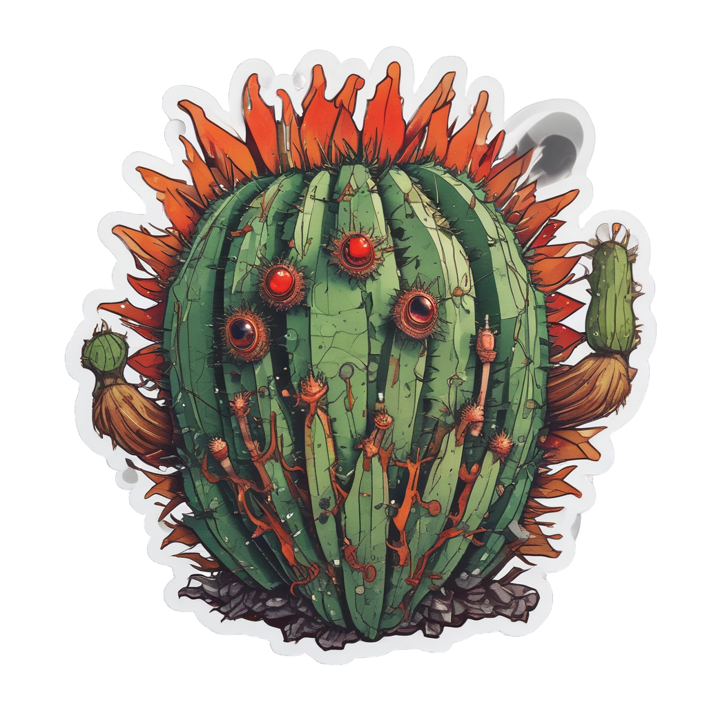 Angry Cactus with Fists — boho nursery stickers