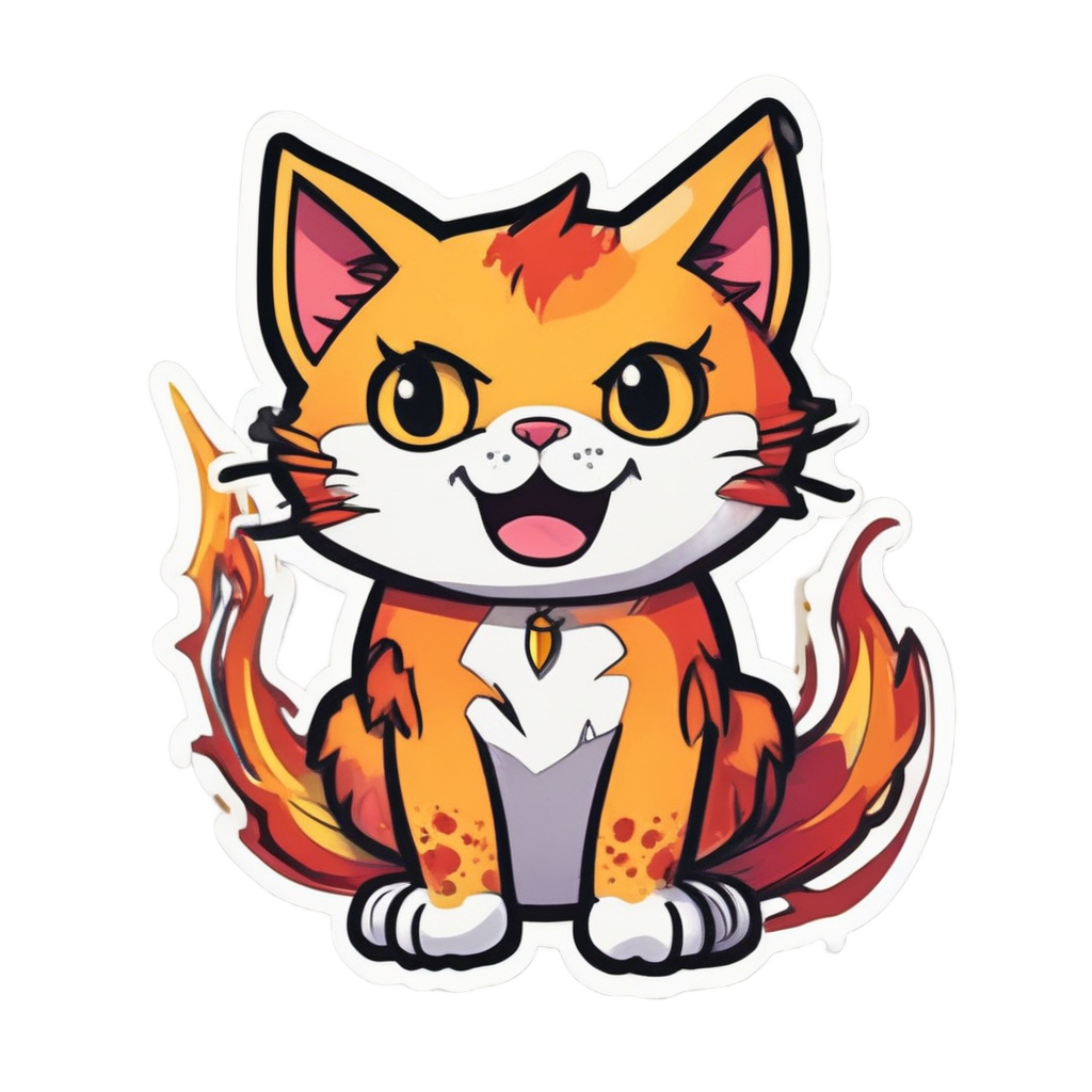Angry Cat with Lightning — original die-cut sticker