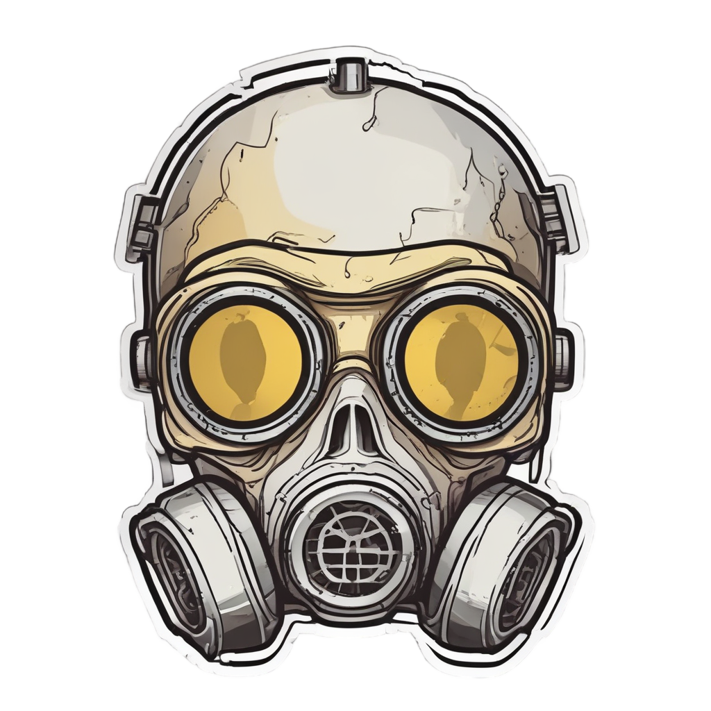Angry Eyebrow Skull — gas mask stickers