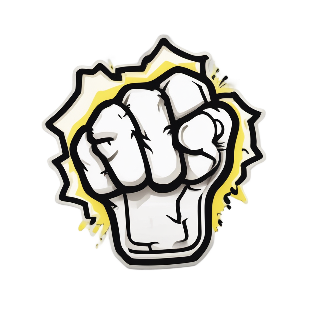 An angry blackwork fist with a lightning bolt