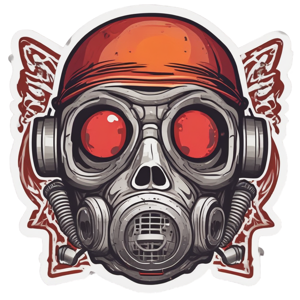 Angry gas mask skull — gas mask stickers