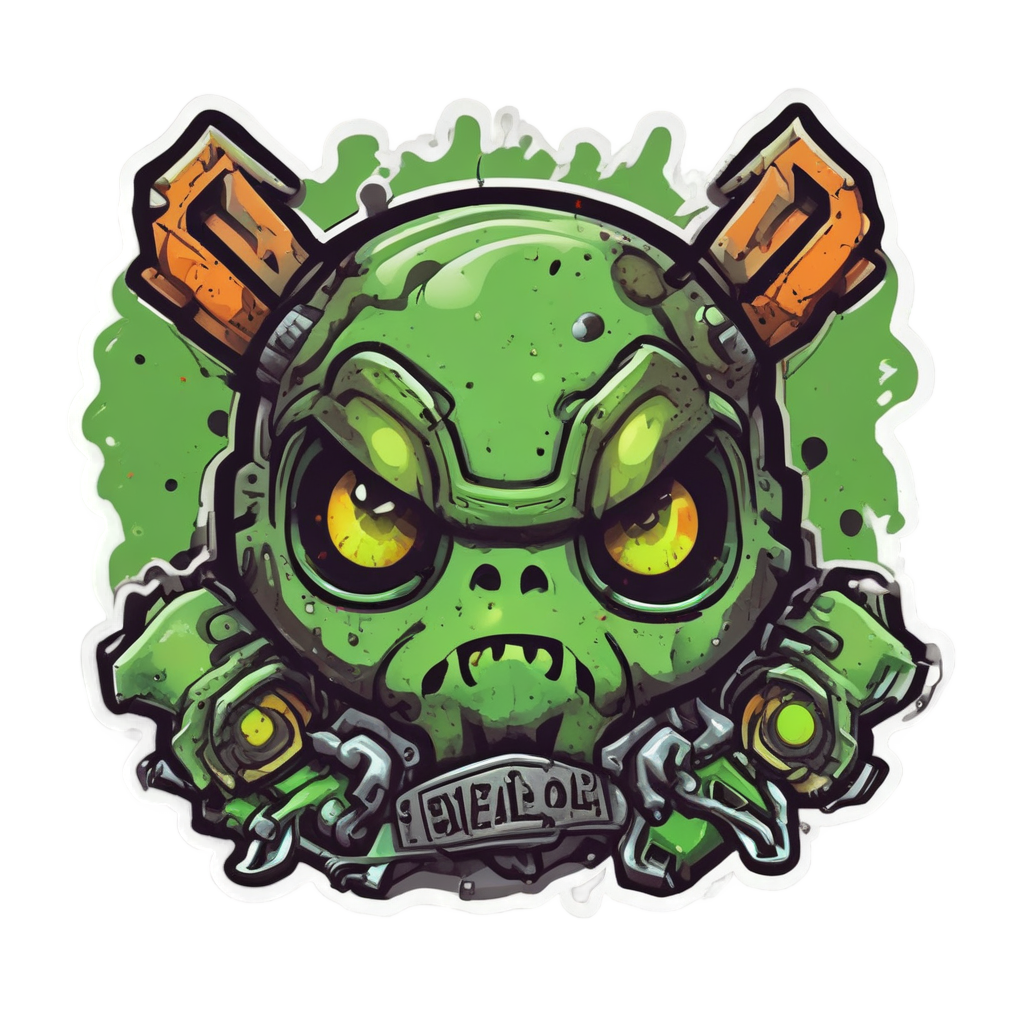 angry hazard with chainsaw — biohazard stickers