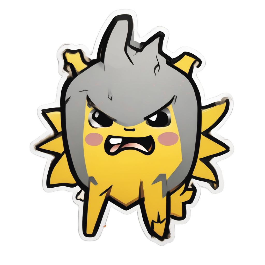 Angry Lightning with Frown — high voltage stickers