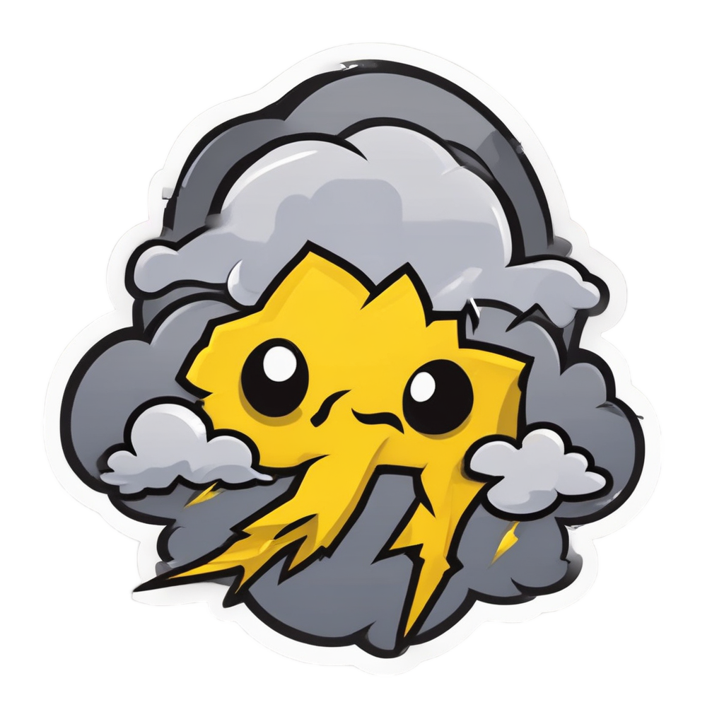Angry Lightning with Storm Clouds — high voltage stickers