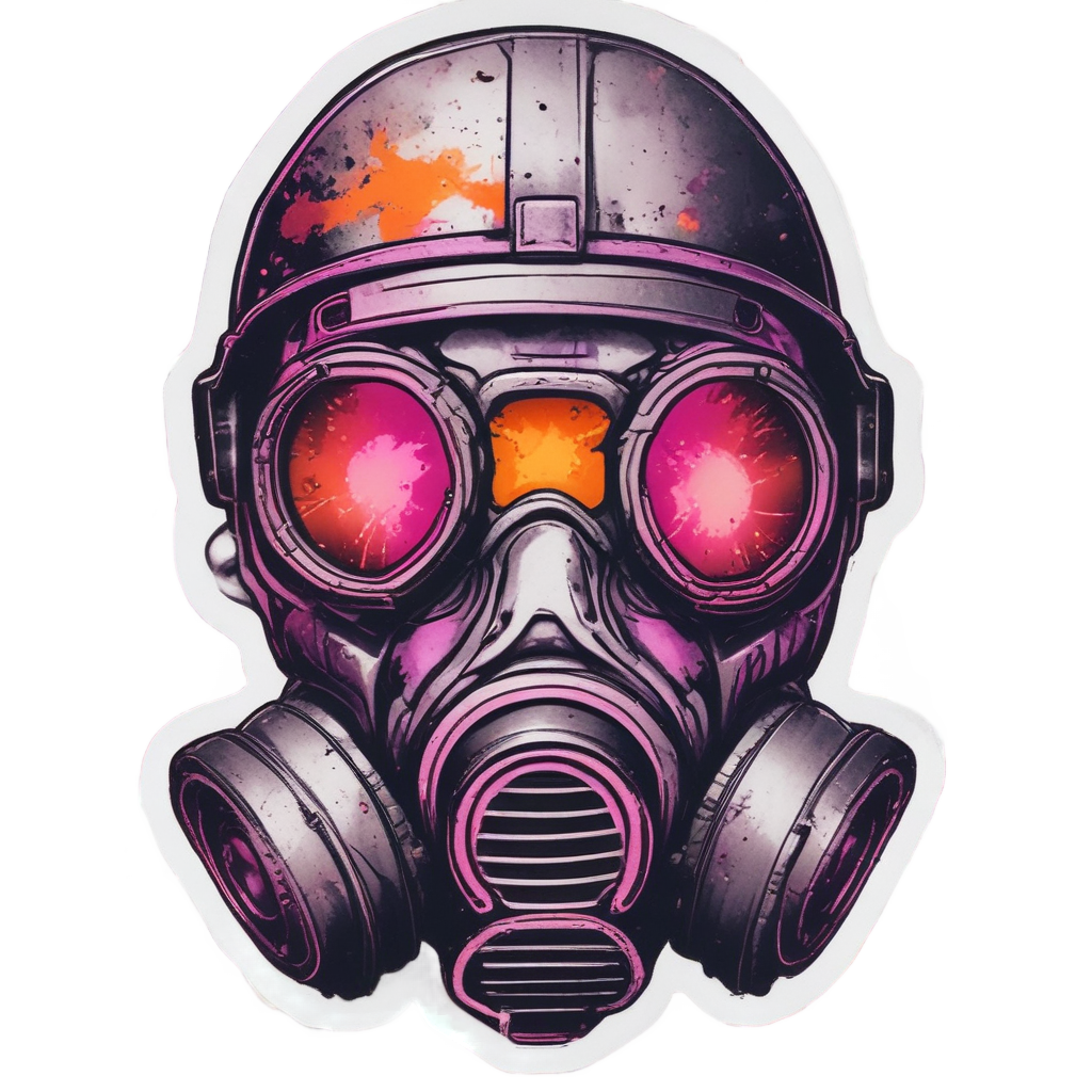 Angry Mask Neon Orange — gas mask stickers