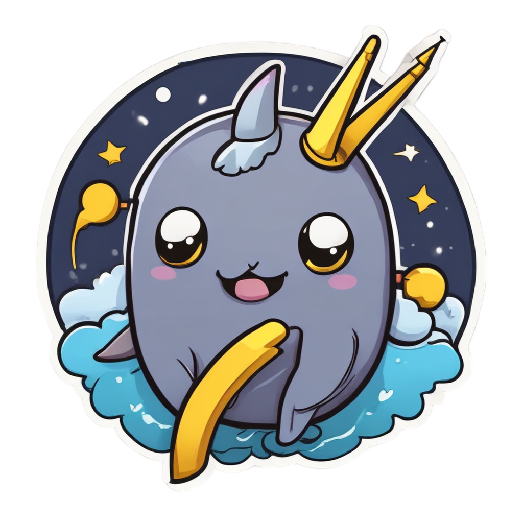 Angry Narwhal with Lightning — ocean nursery stickers