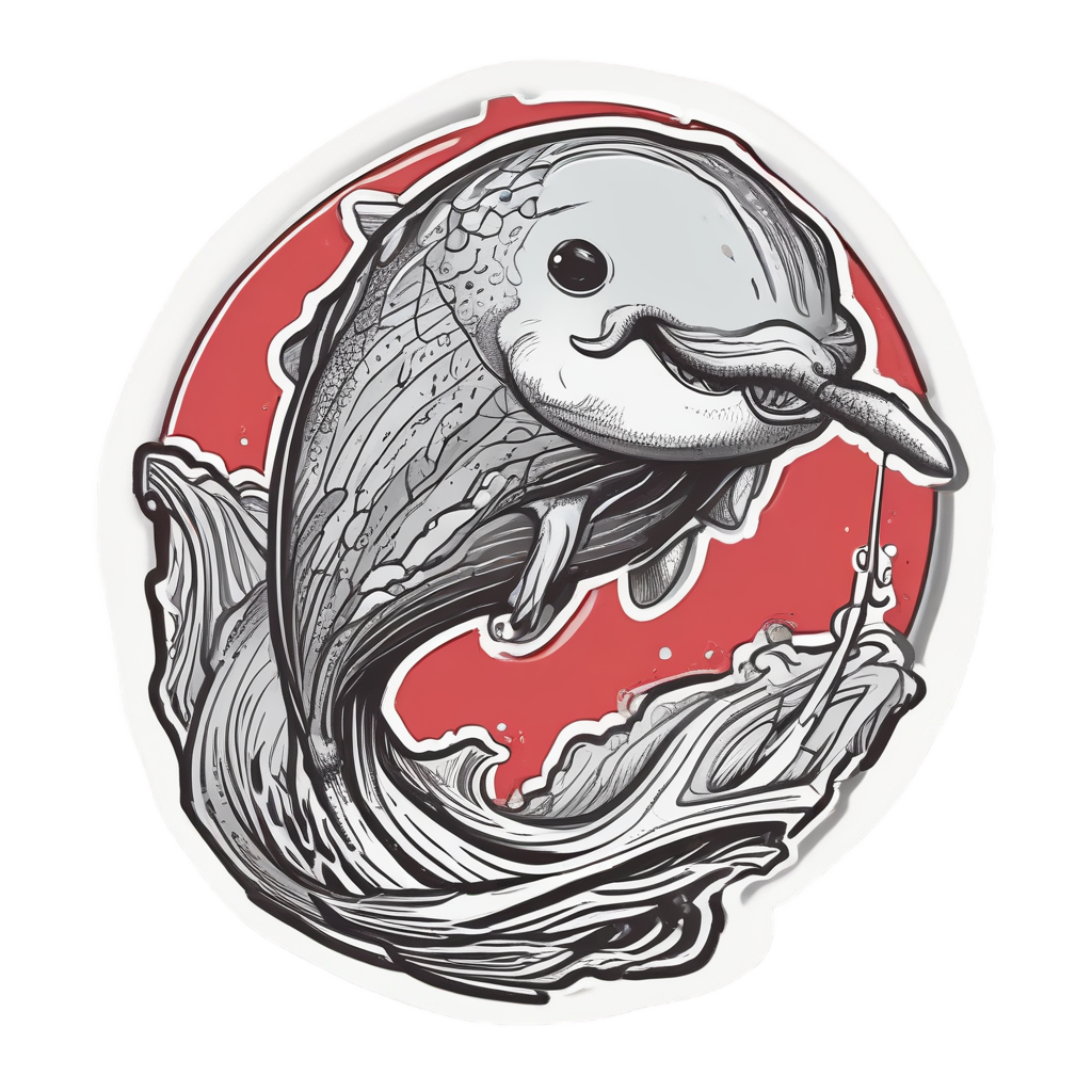 Angry Narwhal with Shield — ocean nursery stickers