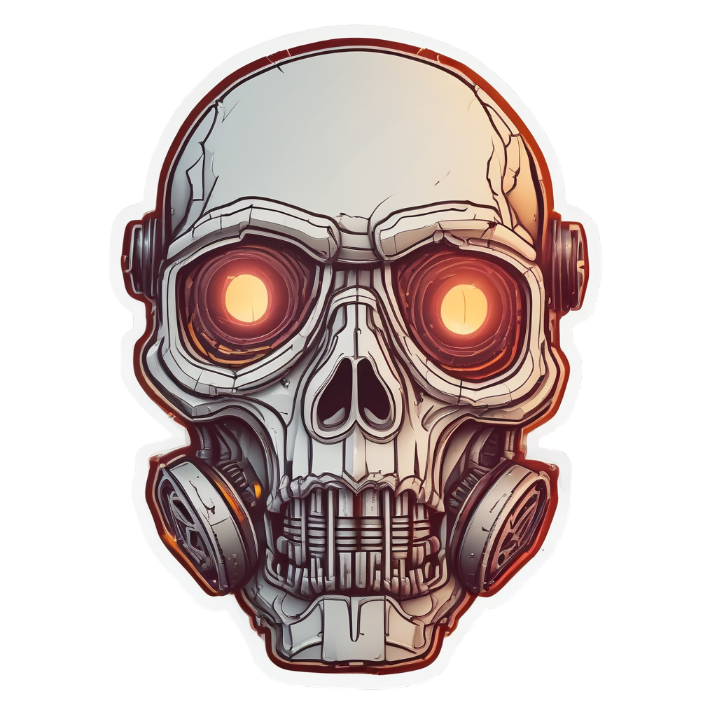 Angry Neon Skull Mask — gas mask stickers