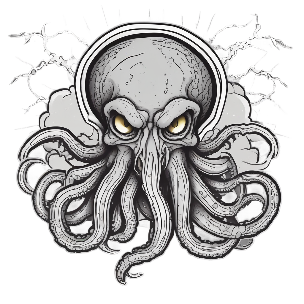Angry Octopus Thunderstorm — ocean nursery stickers