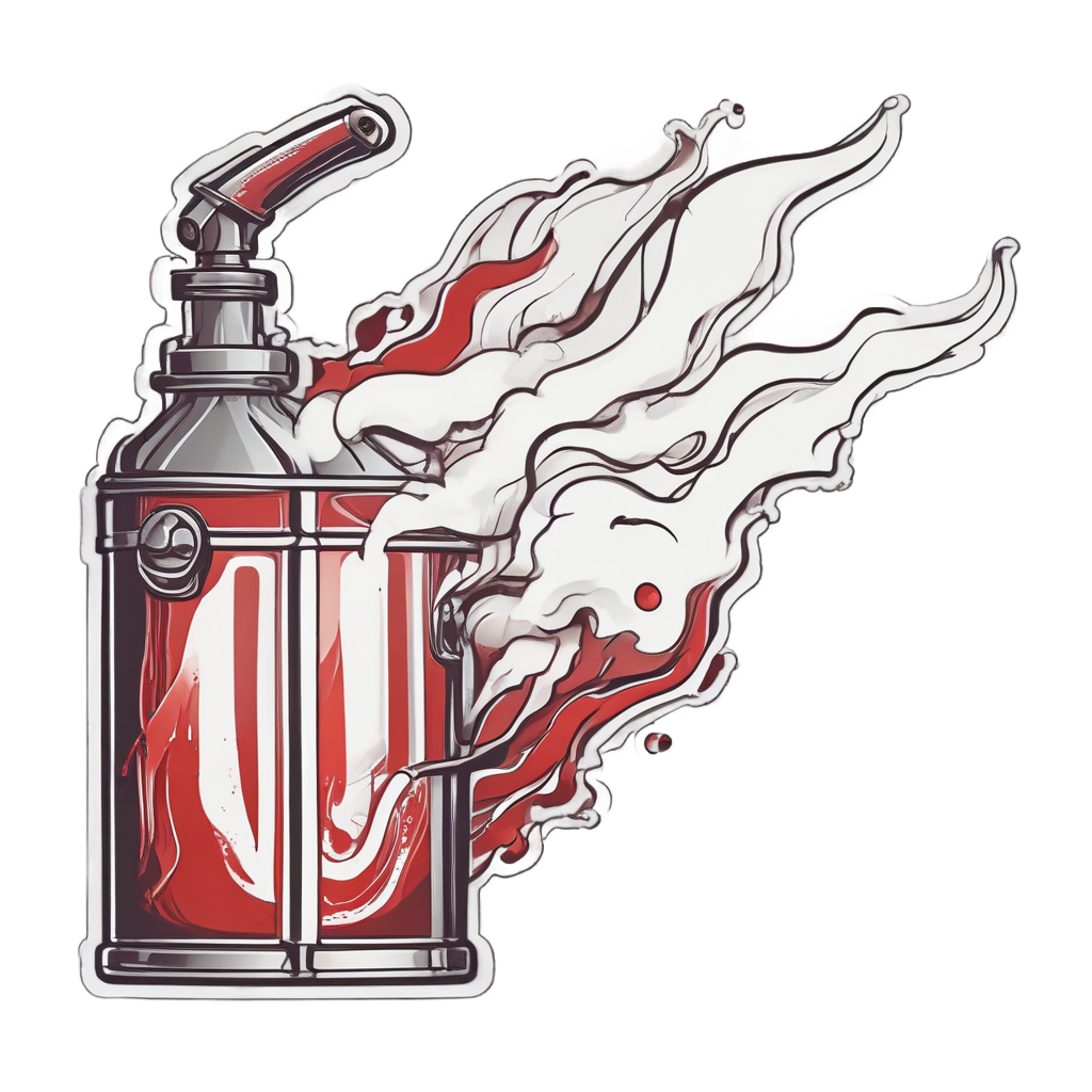 Lineart of an angry oil can with steam.