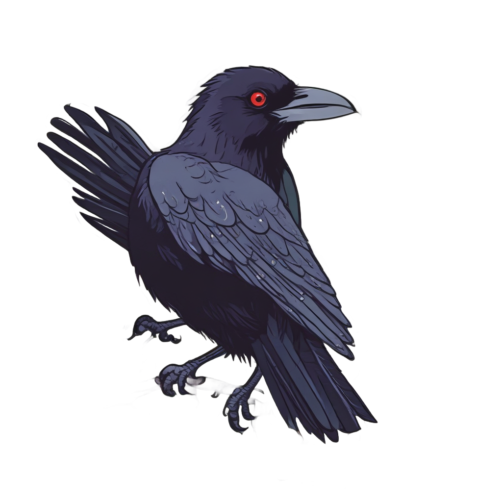Kawaii raven angry with thorn vines