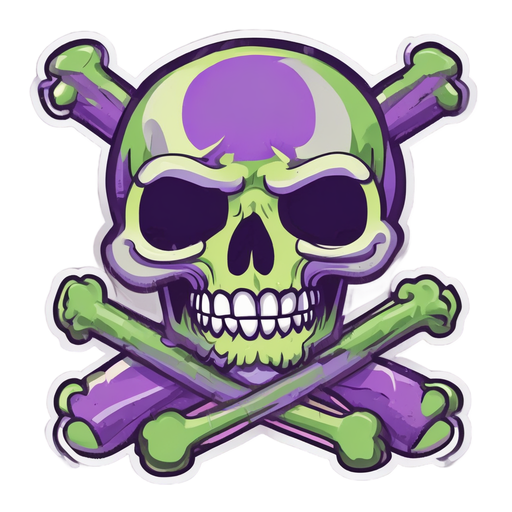 Angry Skull with Bone — skull & crossbones stickers