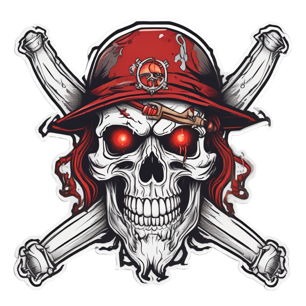 Angry Skull with Broken Cutlass — skull & crossbones stickers