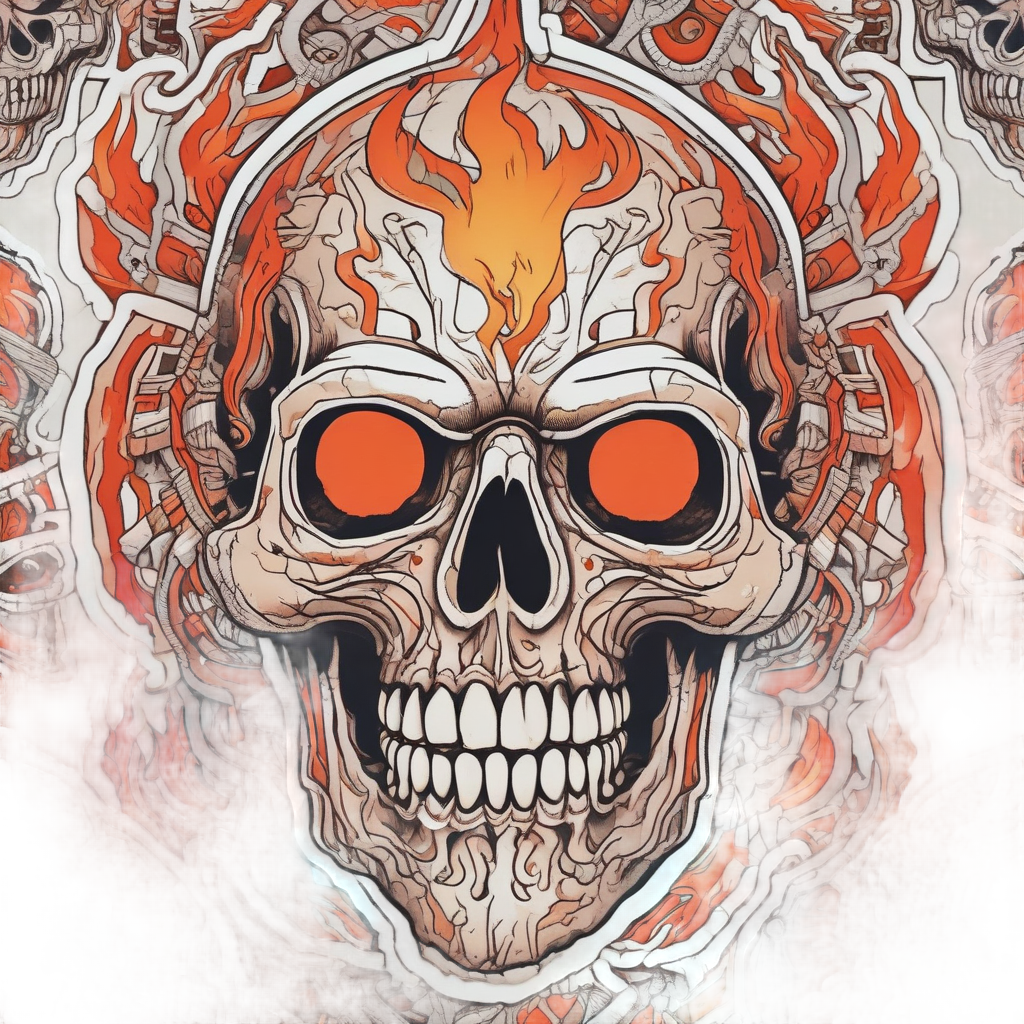 Angry Skull with Flames — barbed wire stickers