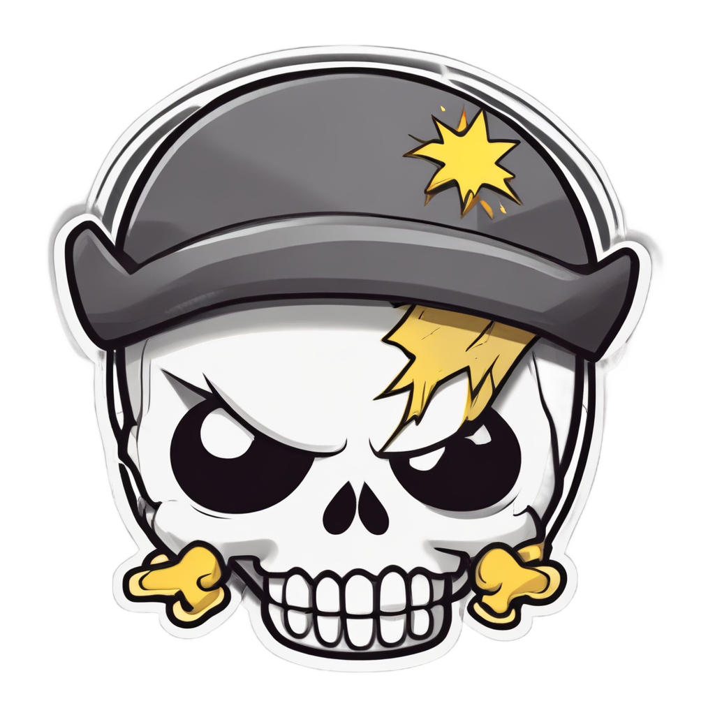 Angry Skull with Lightning — skull & crossbones stickers