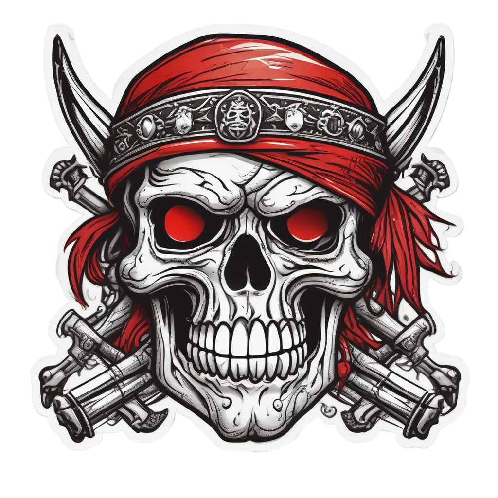 Angry Skull With Tattoos — skull & crossbones stickers
