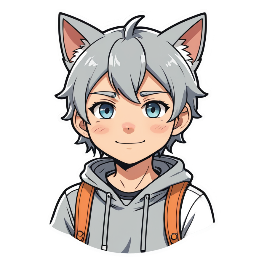 Anime Cat Boy (lineart) — anime stickers