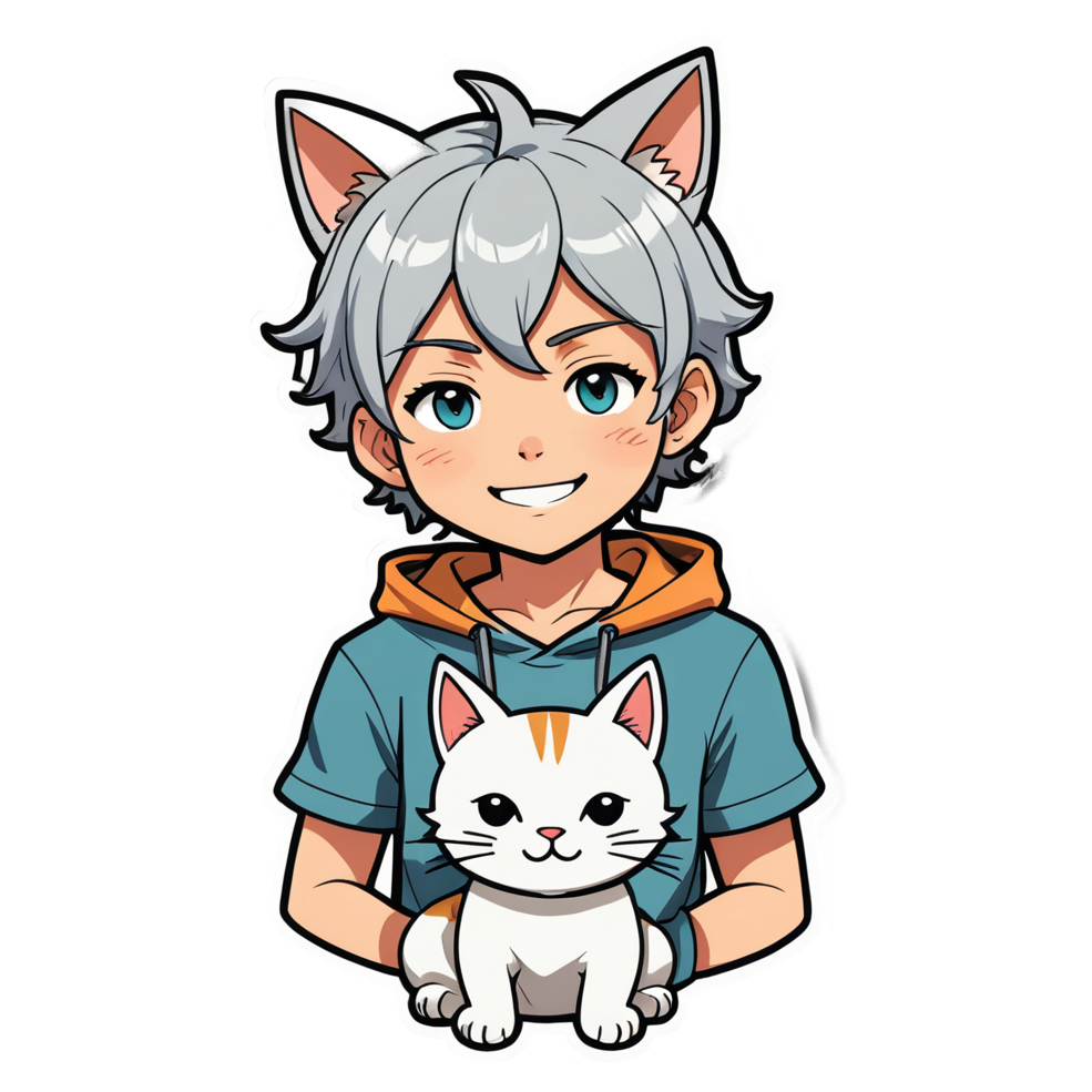 Anime Cat Boy (papercut) — anime stickers