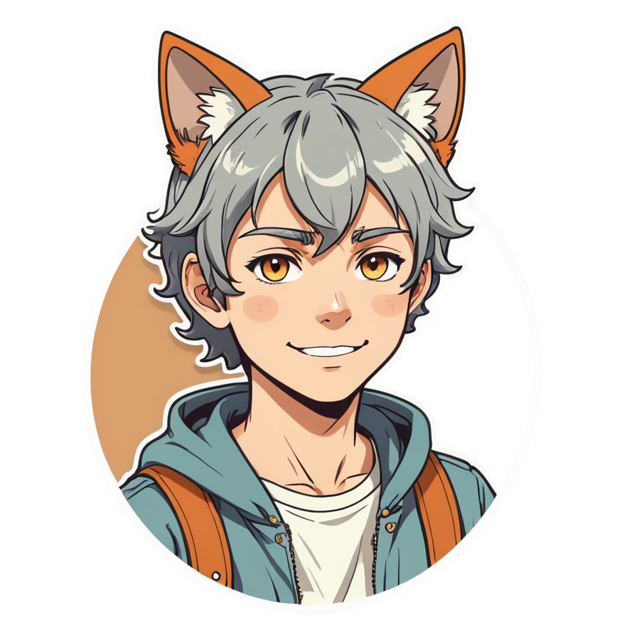 Anime Cat Boy (retro) — anime stickers