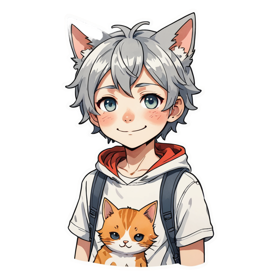 Anime Cat Boy (watercolor) — anime stickers