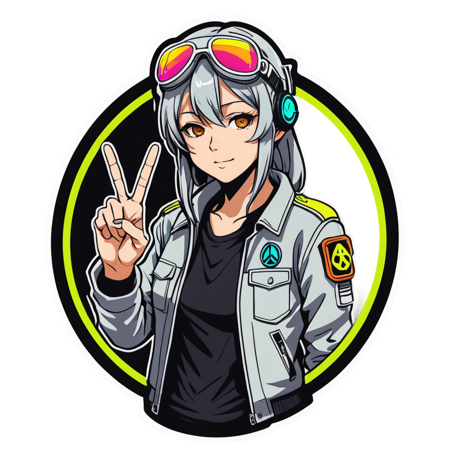 Mecha Pilot (neon) — anime stickers